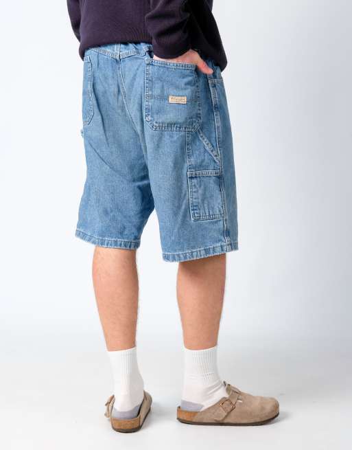 Vintage Wrangler 40x23 Denim Carpenter Baggy Jorts Shorts Light Blue, 3 of 4