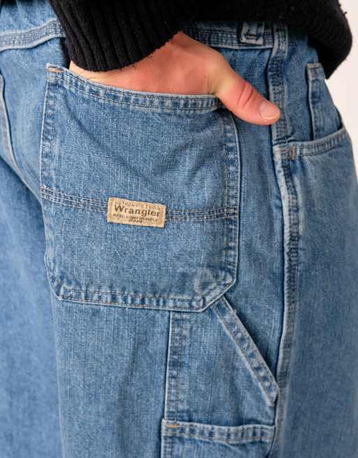 Vintage Wrangler 40x23 Denim Carpenter Baggy Jorts Shorts Light Blue, 4 of 4