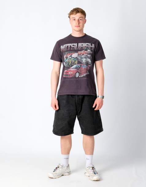Vintage Wrangler 40x23 Denim Jorts Shorts Black - view 1
