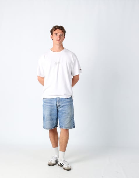 Vintage Wrangler 40x23 denim jorts shorts blue - view 1