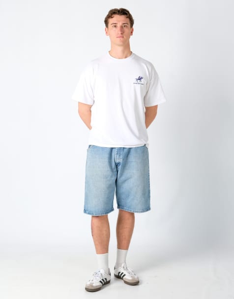 Vintage Wrangler 40x23 Denim Jorts Shorts Light Blue - view 1