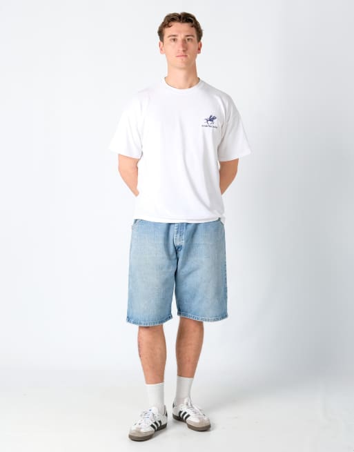 Vintage Wrangler 40x23 Denim Jorts Shorts Light Blue