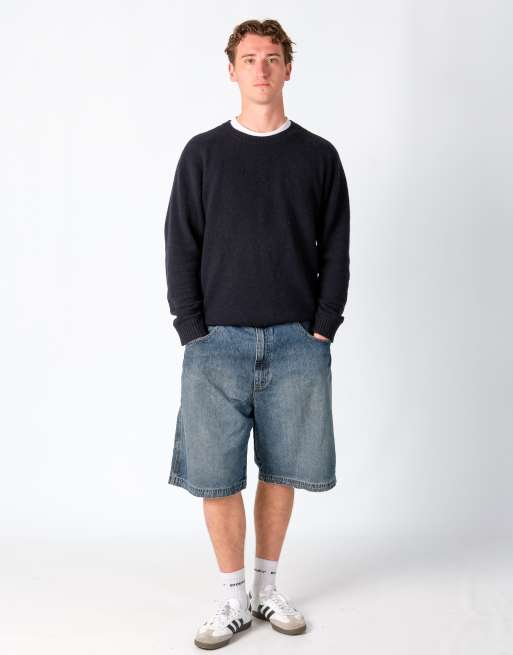 Vintage Wrangler 40x24 Denim Carpenter Baggy Jorts Shorts Navy Blue