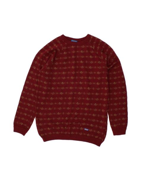 Vintage Wrangler Boat Neck Jumper Sweater XL In Burgundy Striped Wool - view 1