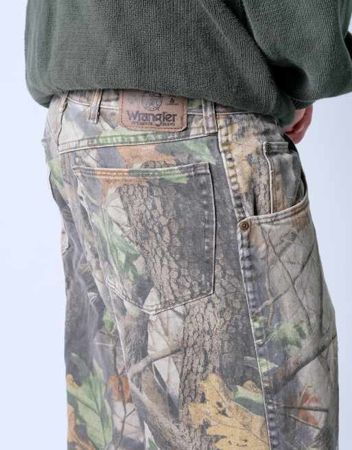 Vintage Wrangler Camo 36x32 Canvas Carpenter Baggy Jeans Khaki Green