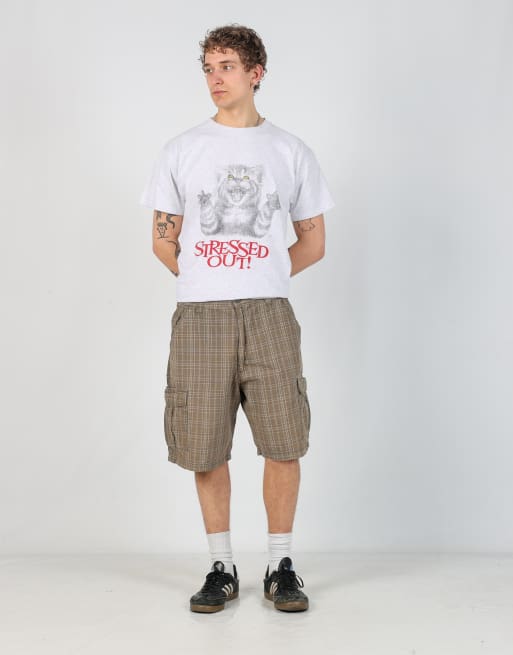 Vintage Wrangler checkered 36x23 canvas cargo shorts in dark green