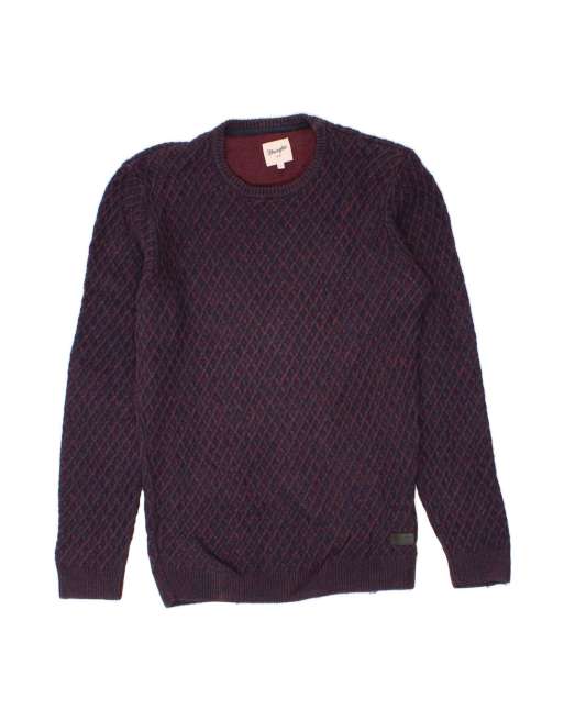 Vintage Wrangler Crew Neck Jumper Sweater Large In Purple Flecked Classic