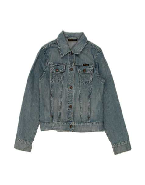 Vintage Wrangler Crop Denim Jacket UK 14 Large In Blue - view 1