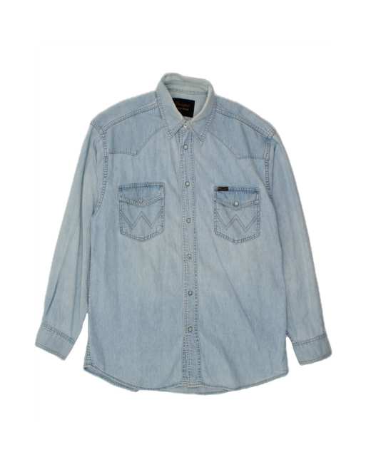 Vintage Wrangler Denim Shirt Large In Blue