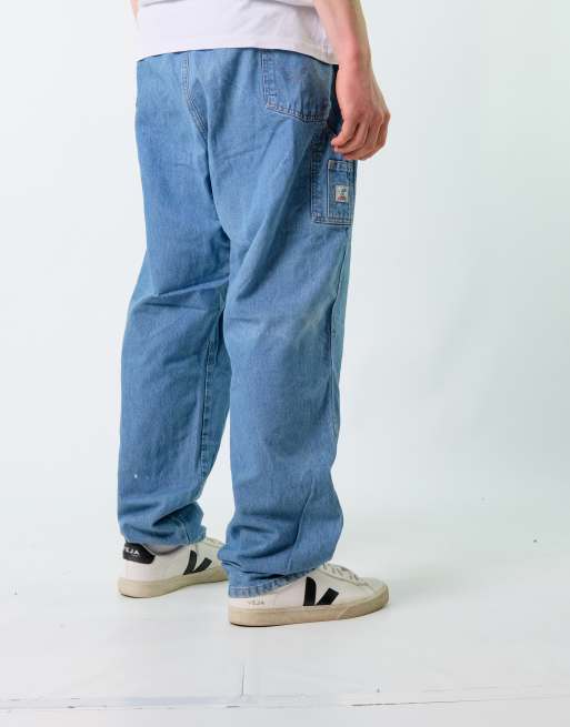 Vintage Wrangler Elasticated Waist 42x32 Denim Carpenter Baggy Jeans Blue