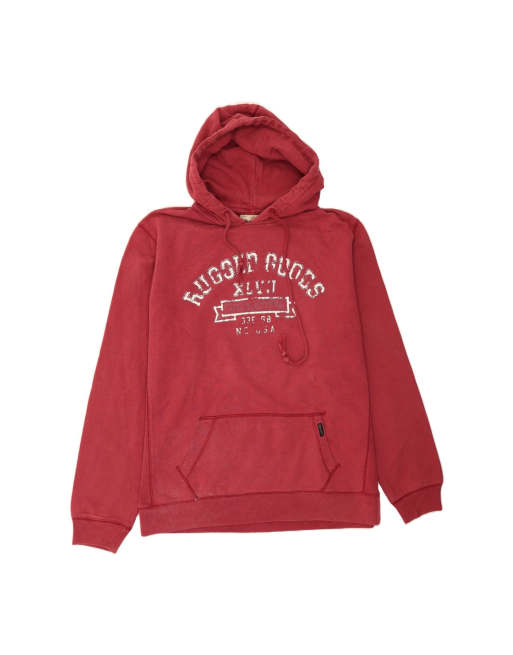 Vintage Wrangler Graphic Hoodie Jumper XL In Burgundy