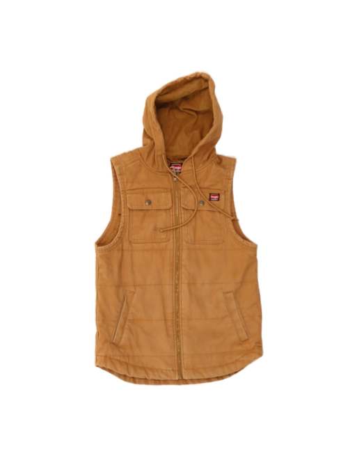 Vintage Wrangler Hooded Utility Gilet UK 34/36 Small In Brown