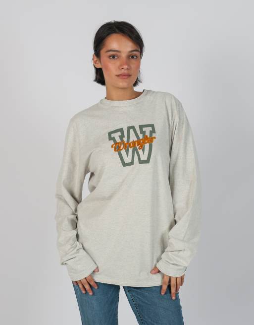 Vintage Wrangler L long sleeve top in light grey, 1 of 4