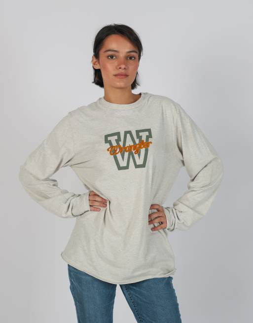 Vintage Wrangler L long sleeve top in light grey, 3 of 4