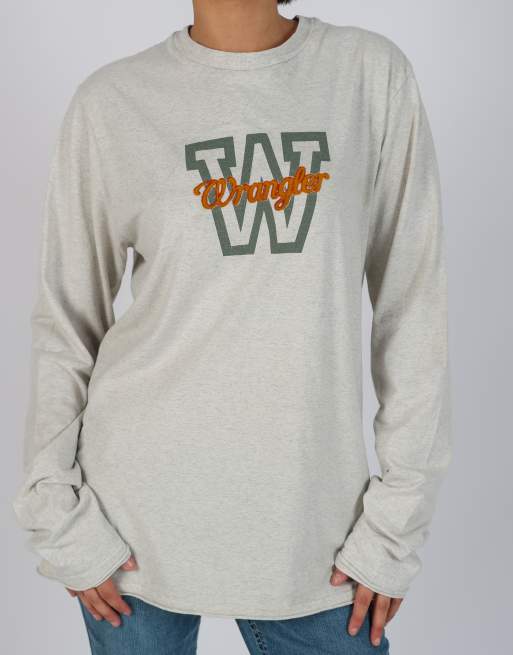 Vintage Wrangler L long sleeve top in light grey, 4 of 4