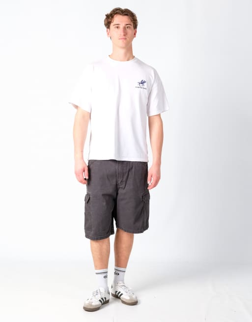Vintage Wrangler Ripstop 36x23 Canvas Carpenter Baggy Shorts Charcoal Grey