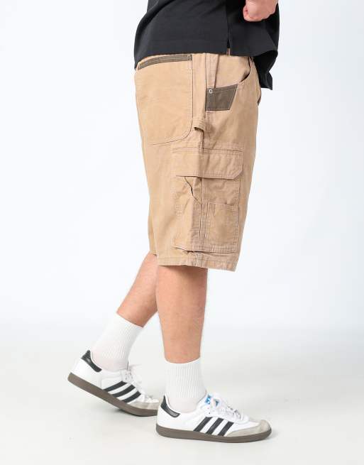 Vintage Wrangler ripstop 38x22 canvas carpenter baggy shorts in brown