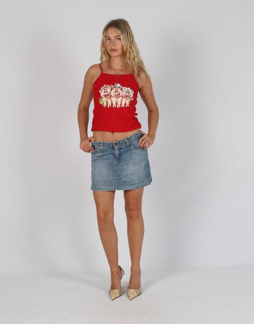 Vintage Wrangler S denim mini skirt in blue