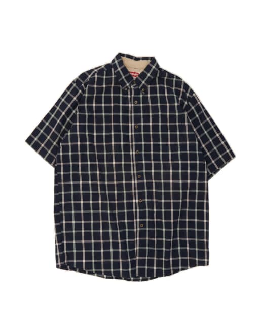 Vintage Wrangler Short Sleeve Shirt Large In Blue Check