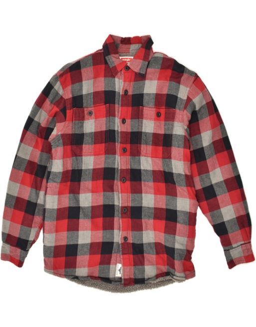 Vintage Wrangler Size S Check Lumberjack Flannel Shirt in Red