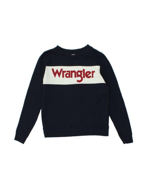 Vintage Wrangler Size S Colourblock Sweatshirt in Navy Blue