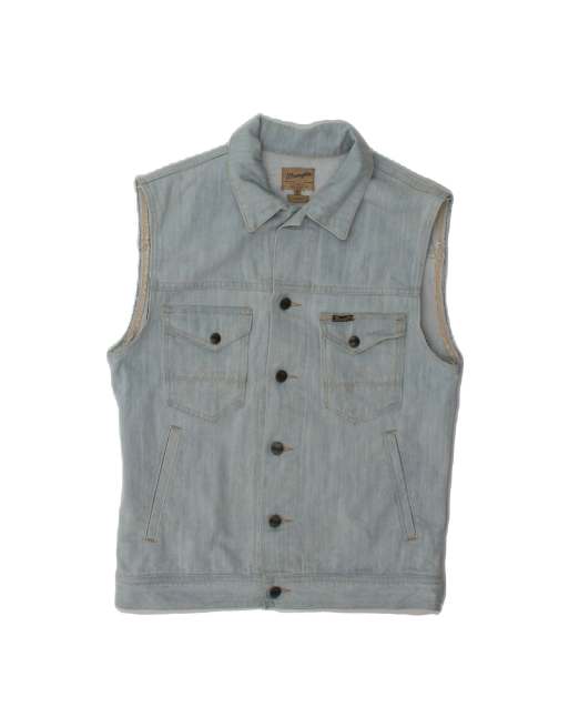 Vintage Wrangler Slim Fit Denim Gilet UK 38 Medium In Blue