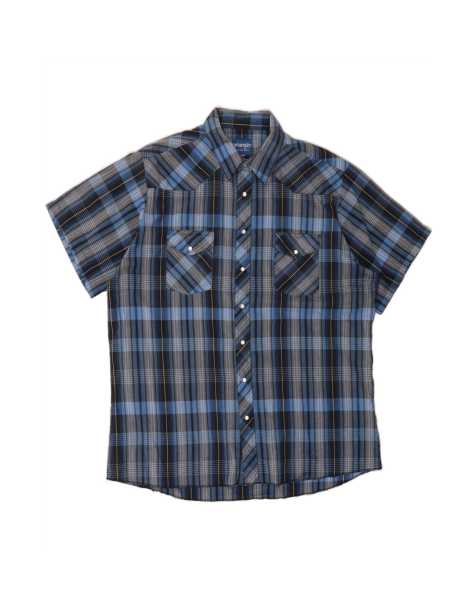 Vintage Wrangler Western Short Sleeve Shirt 2XL In Blue Check - view 1