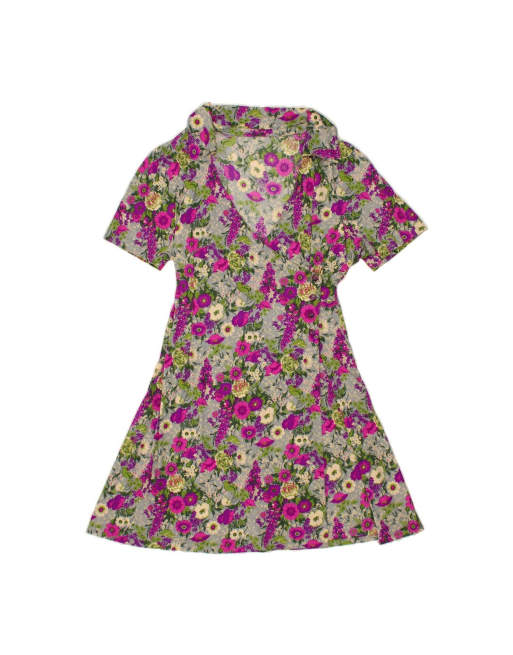 Vintage Wrap Dress UK 14 Medium In Multicoloured Floral