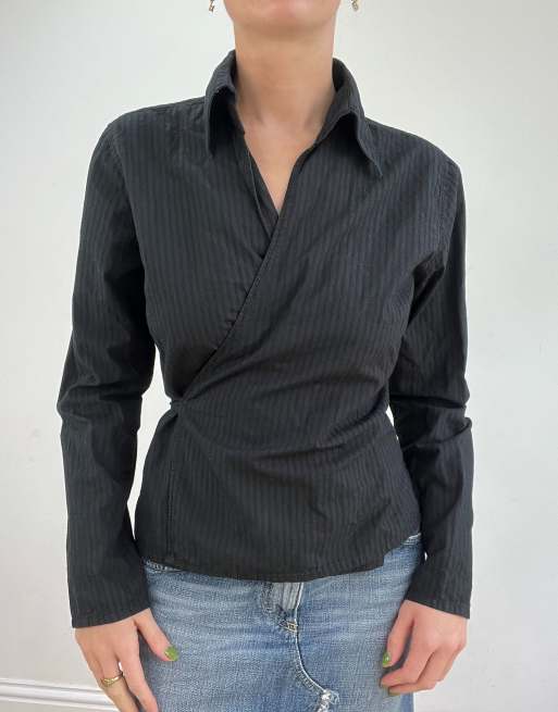 Vintage wrap shirt in black