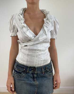 Vintage wrap style shirt in white