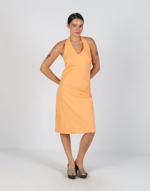 Vintage X-Mail M woven midi dress in peach, 1 of 4