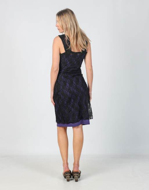 Vintage Xanaka S woven midi dress in black