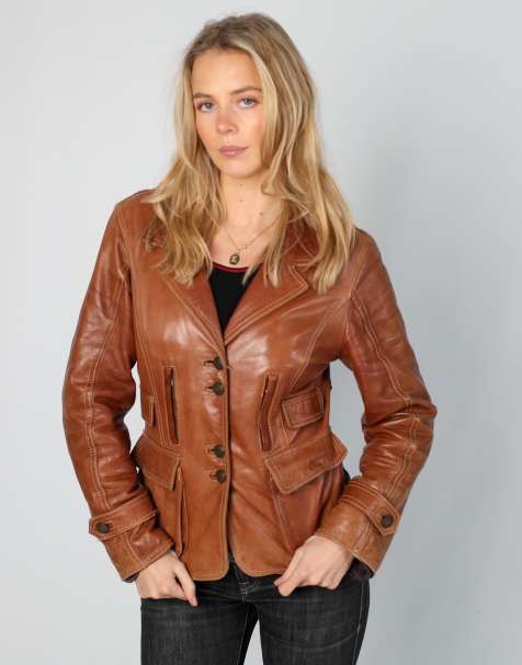 Vintage Xetra S leather jacket in brown - view 1