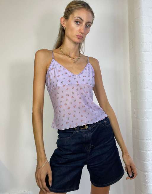 Vintage Y2K Cami Mesh Top in Floral, 4 of 4