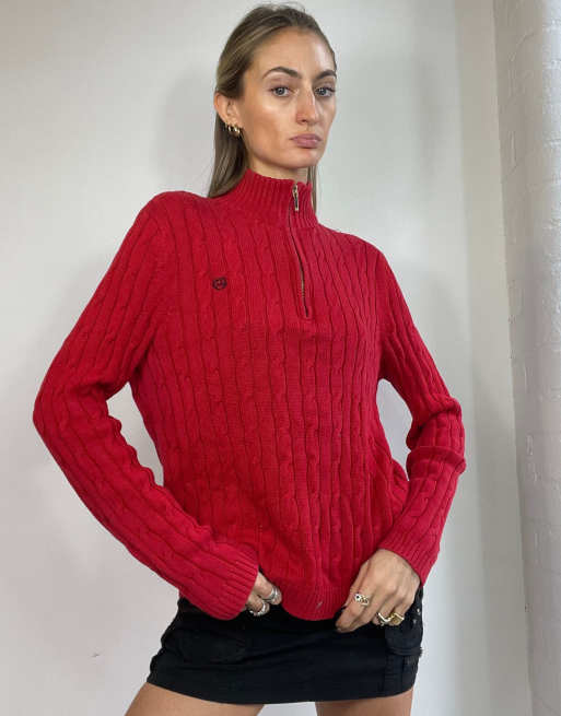 Vintage Y2k Chaps Cable Knit Jumper in Red, 2 of 4