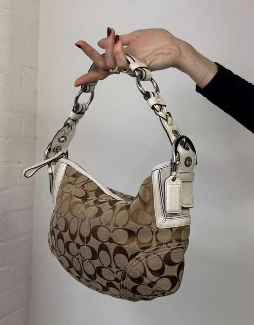 Vintage y2k Coach monogram shoulder bag in beige | ASOS