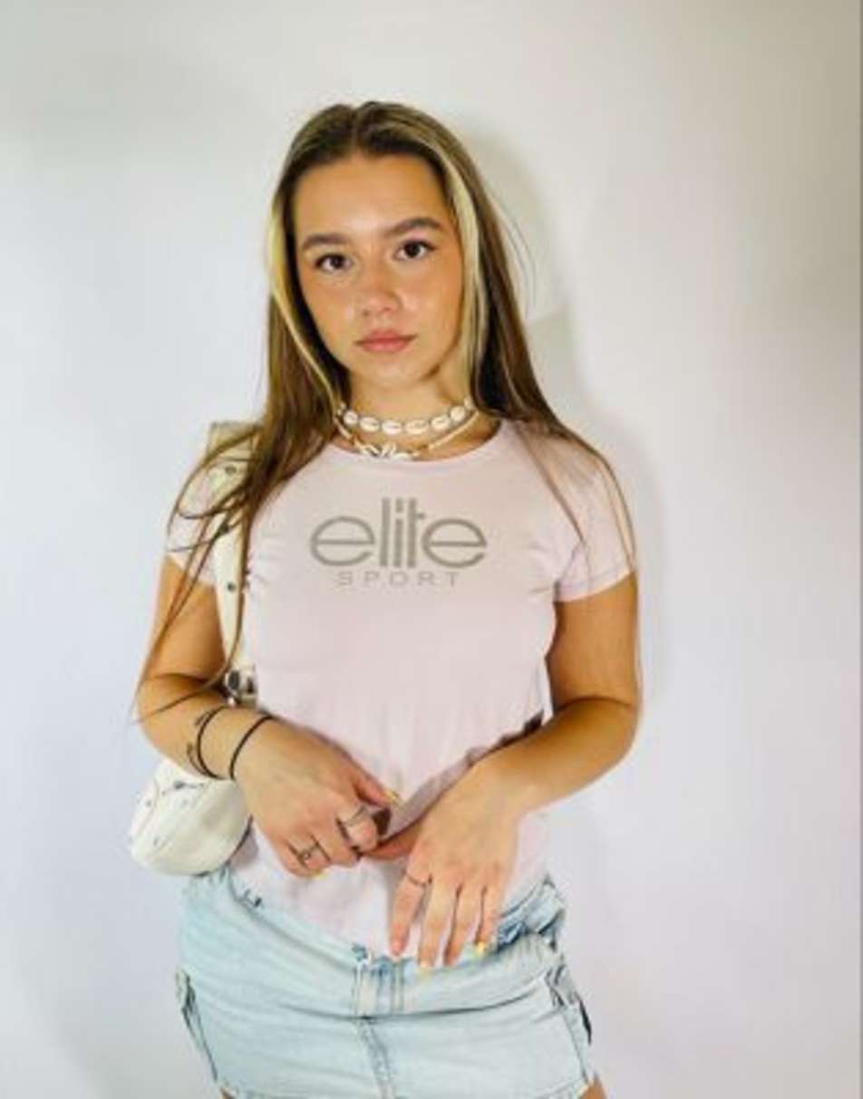 Vintage Y2K Elite Sport Size M Fitted T-Shirt in Pink