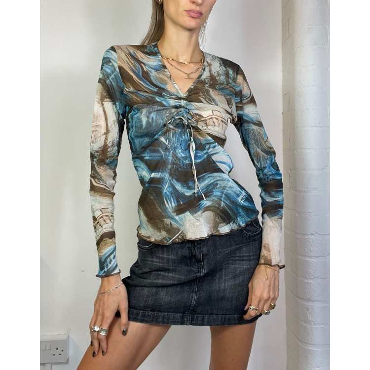 トップス VINTAGE ILLUSTRATION PRINT SHEER TOP Sheer Vintage Blouse - Etsy