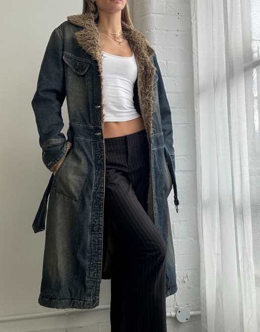 Vintage y2k Lee denim trench coat size m in blue