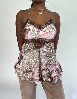 Y2K Mesh Paisley Boho Cami