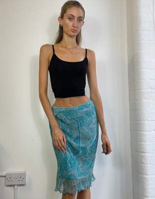 Vintage Y2K Midi Skirt Paisley Mesh