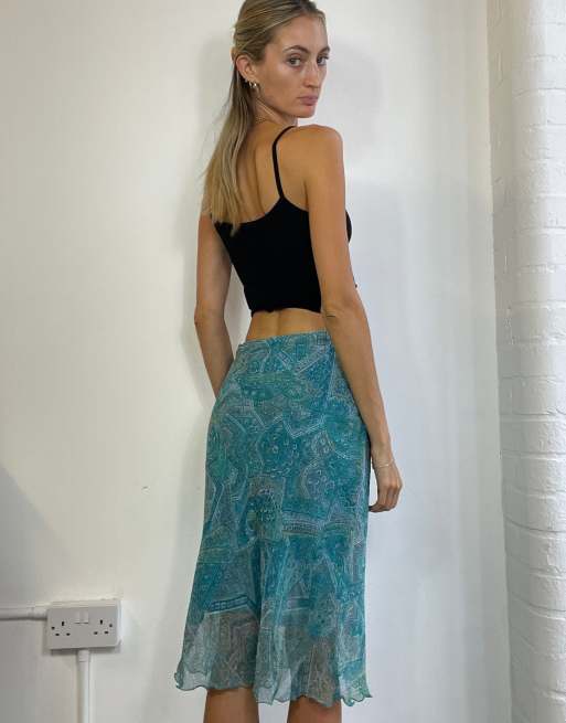 Vintage Y2K Midi Skirt Paisley Mesh, 2 of 4