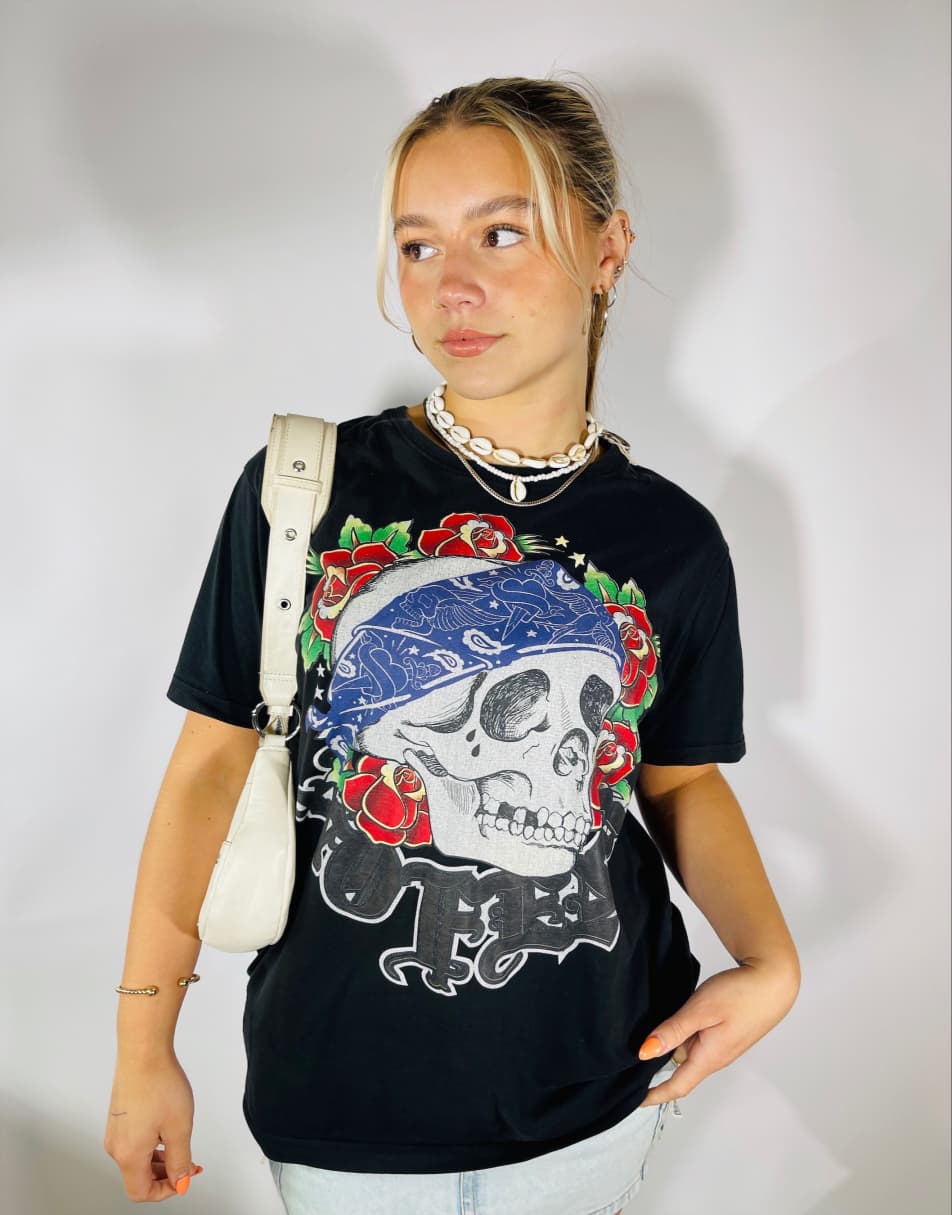 Vintage Y2K no fear Size L skull grunge t-shirt in black