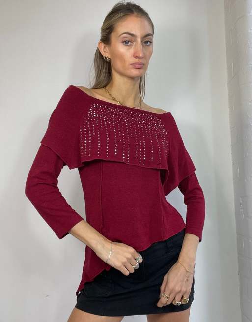 Vintage Y2k Off The Shoulder Jumper