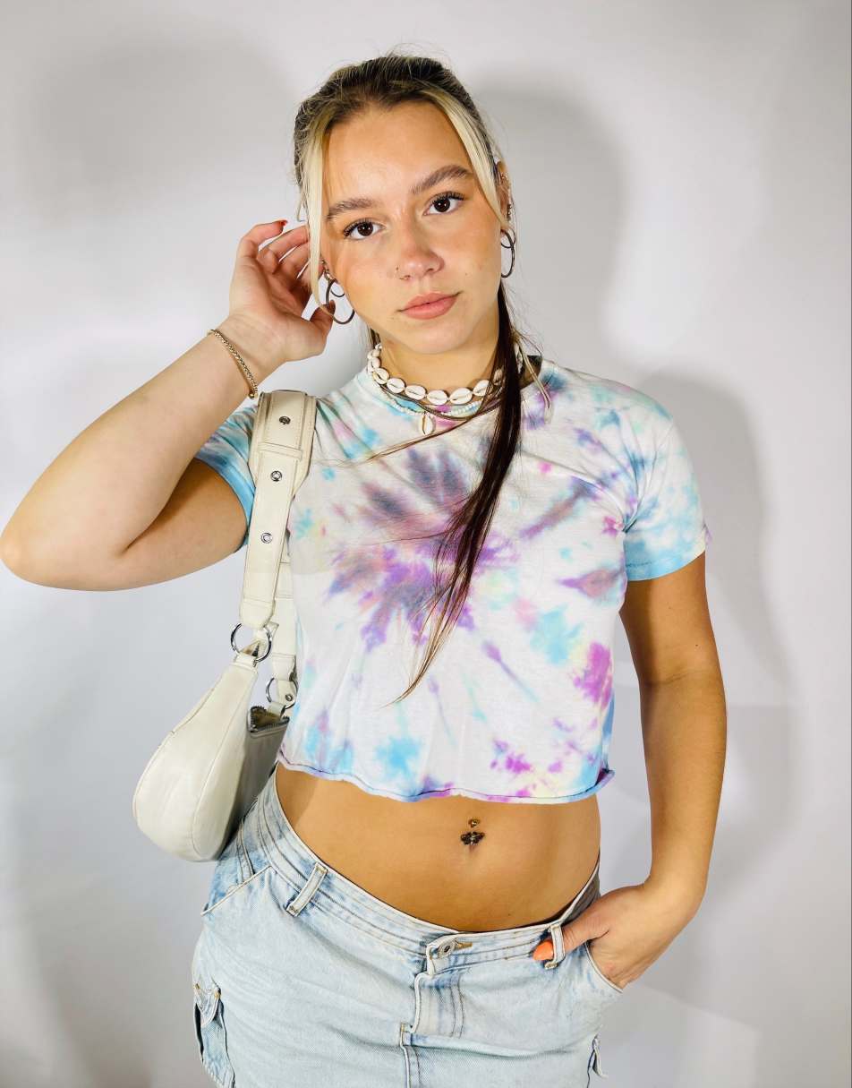 Vintage Y2K tie dye Size S crop t-shirt in multi
