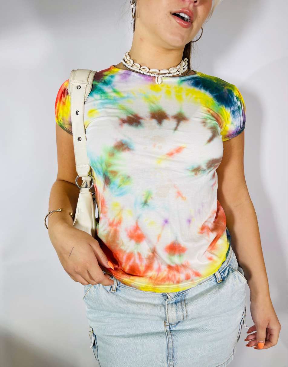 Vintage Y2K Tie Dye Size XS T-Shirt in Multi 0