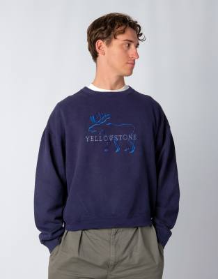 Vintage Yellowstone XL Sweatshirt Navy Blue