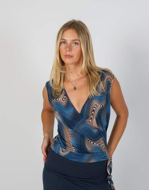 Vintage Yes or No S blouse in blue - view 1