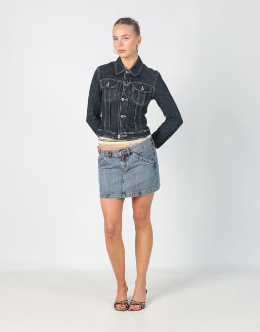 Vintage Yes!Miss S denim mini skirt in light blue
