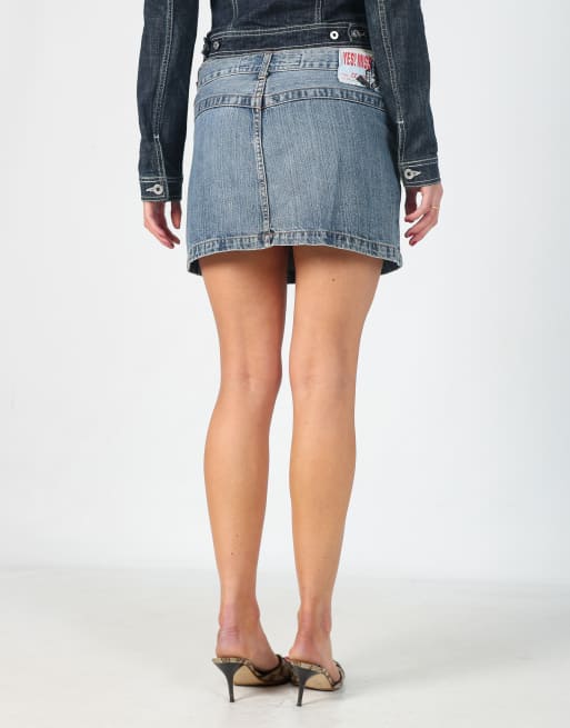 Vintage Yes!Miss S denim mini skirt in light blue, 2 of 4